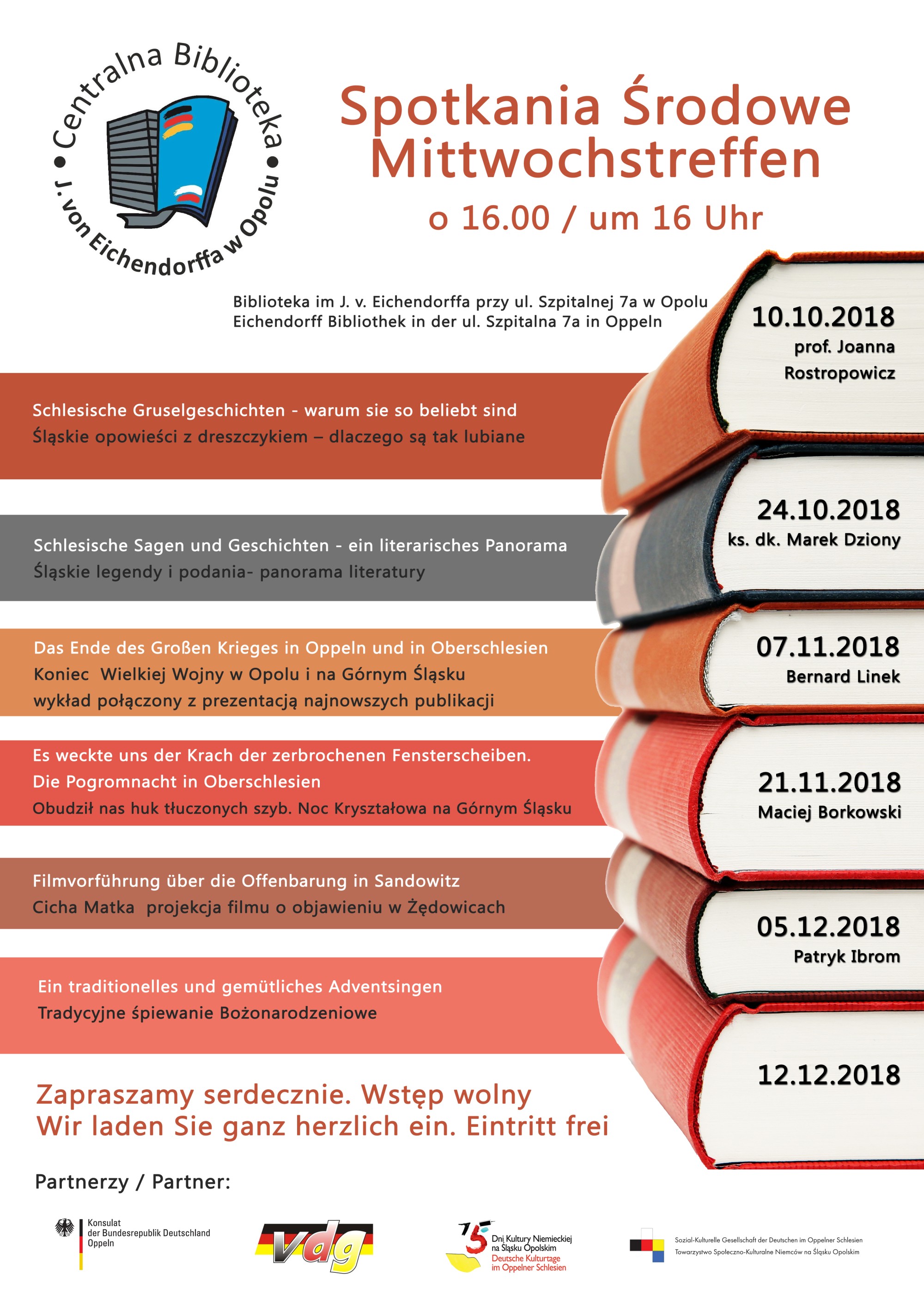 Spotkania kulturalne 2018 Biblioteka Eichendorffa Opole